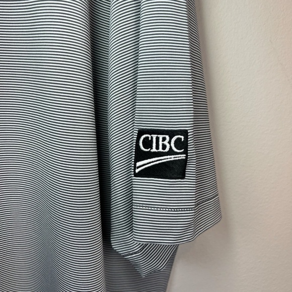 Peter Millar Men's Summer Comfort Polo Shirt Gray White Striped Stretch Golf XL - Picture 5 of 13